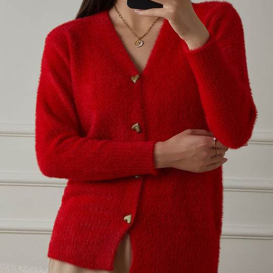 Damen kuschelige Strickjacke EB
