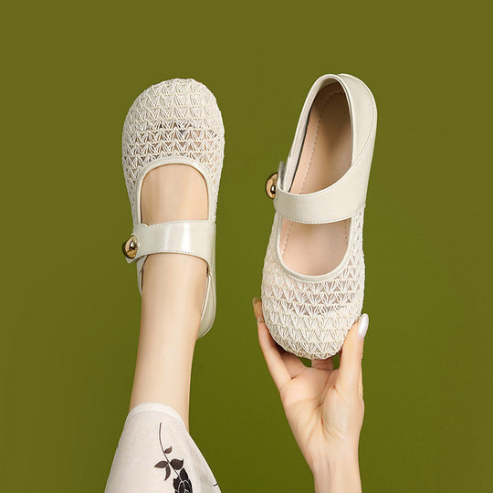Damen Komfortable Mary Jane Ballerinas mit verstellbarem Riemen und elegantem Dekor EB