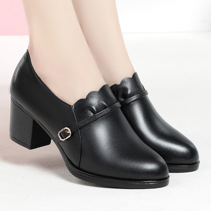 Damen Elegante Pumps mit modischem Riemen und klassischem Blockabsatz EB