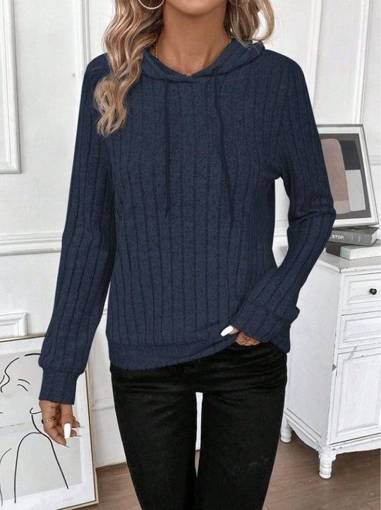 Damen Fleece Kapuzenpulli im Rippdesign EB