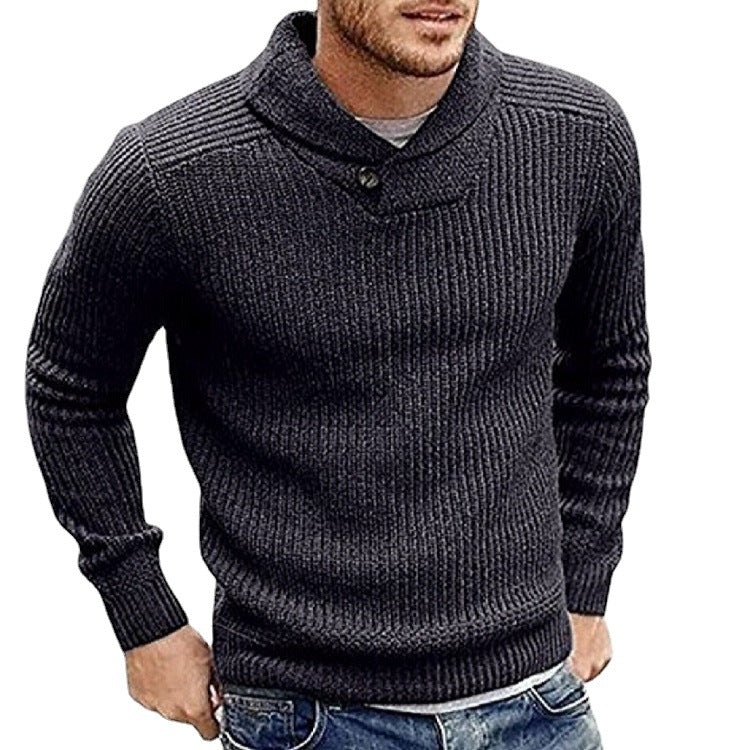 Herren Grobstrick Rollkragenpullover mit Knopfdetails EB