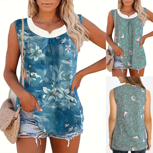 Damen Ärmelloses Blusenshirt mit floralem Print und atmungsaktivem Material EB