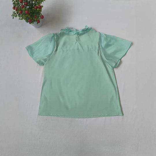 Damen Elegante Bluse mit Rüschendetails und transparenten Ärmeln EB