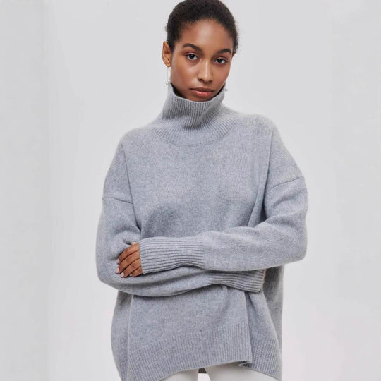 Damen Oversized Rollkragenpullover aus weichem Strick EB