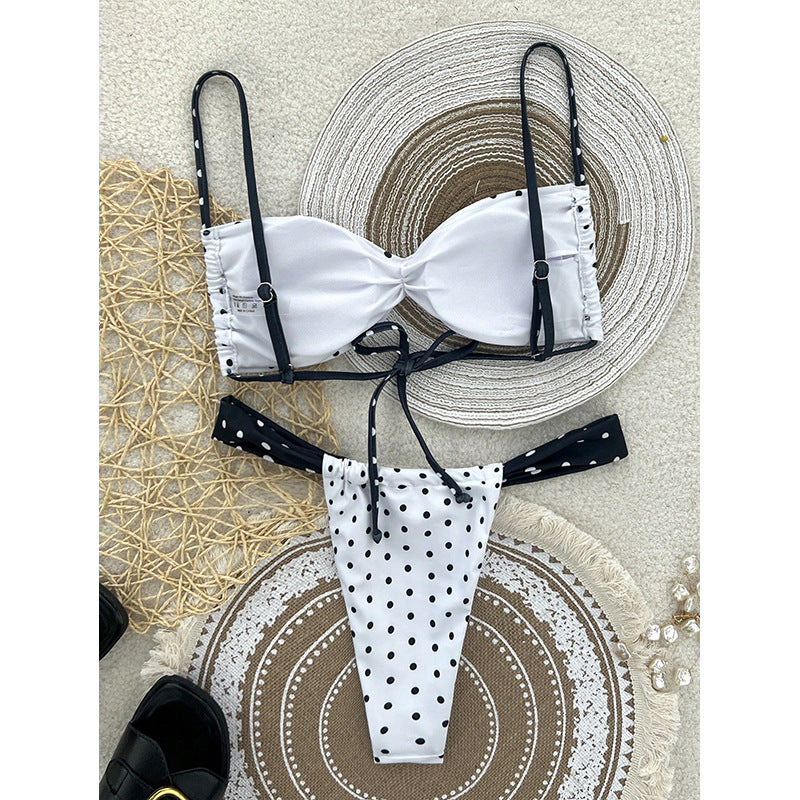 Damen Bandeau-Bikini-Set mit Punkten EB