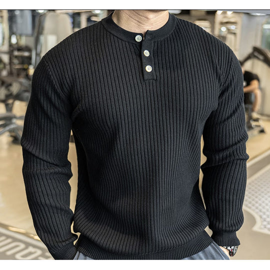 Herren Langarm Pullover mit strukturiertem Rippenstrick EB