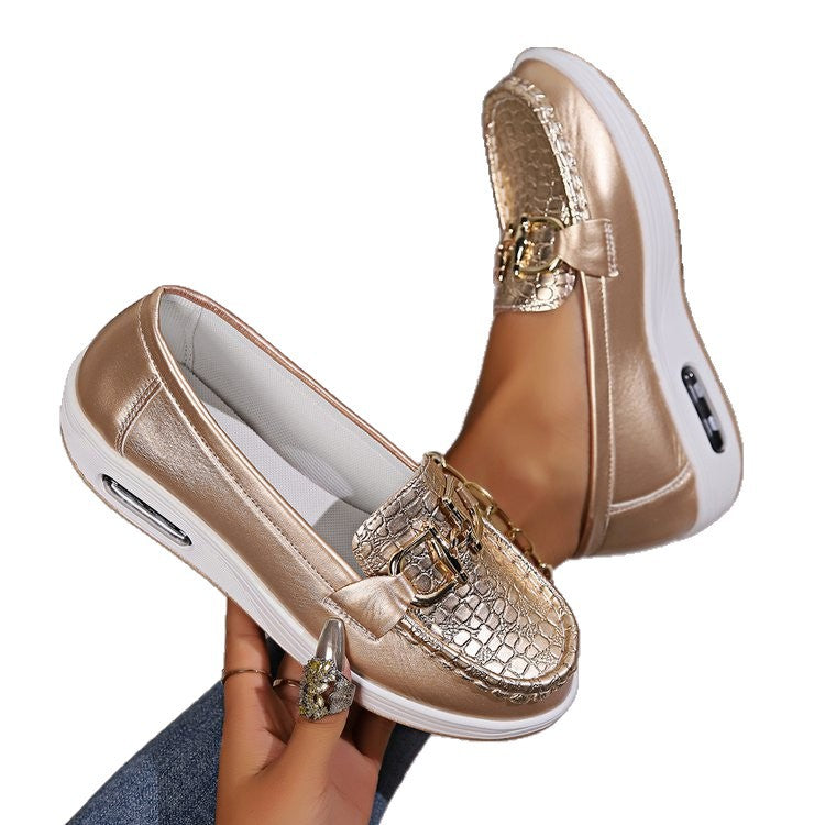 Damen Komfortable Loafers mit dekorativer Schnallenapplikation EB