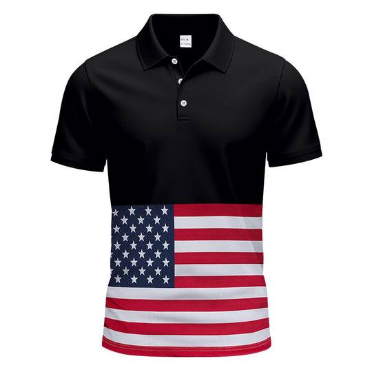 Herren Poloshirt mit einzigartigem Flaggenmotiv und moderner Passform EB