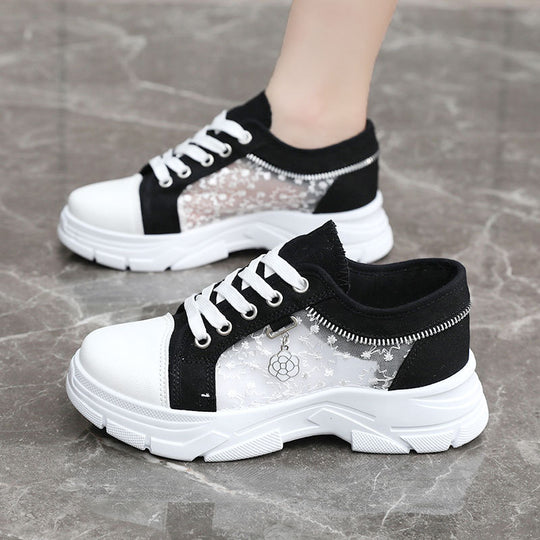 Damen Sneaker mit transparenten Einsätzen und modischem Reißverschluss EB