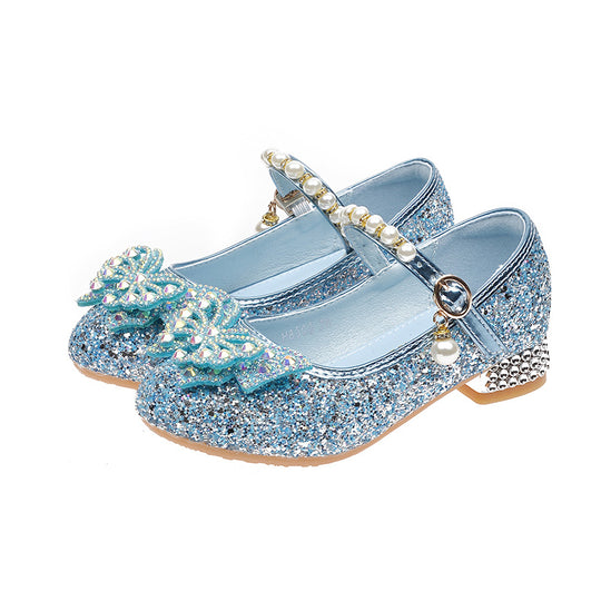 Mädchen Glitzernde Ballerinas mit dekorativen Strass- und Perlenschleifen EB