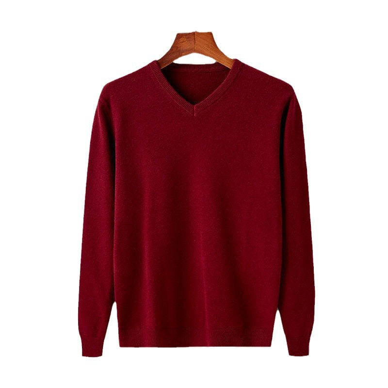 Herren eleganter V-Ausschnitt Pullover aus feiner Wolle EB