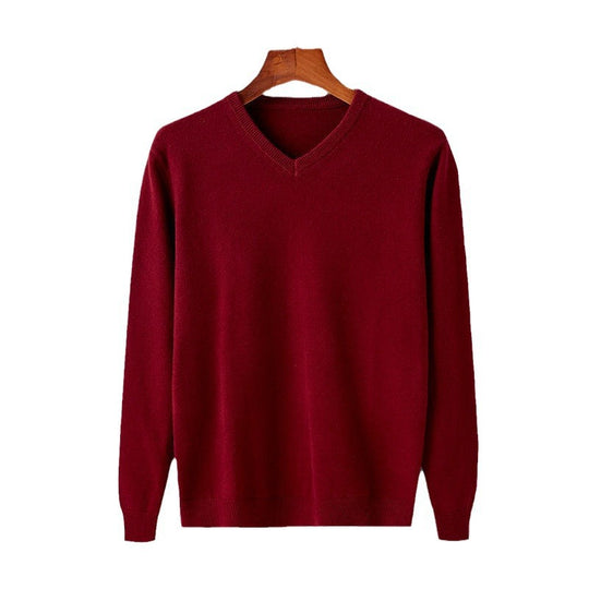 Herren eleganter V-Ausschnitt Pullover aus feiner Wolle EB