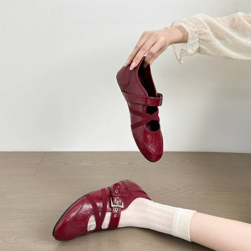 Damen elegante Mokassins mit modischen Schnallen-Details EB