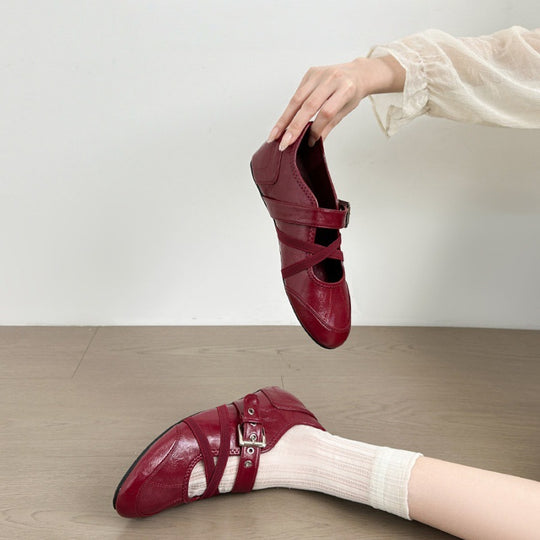Damen elegante Mokassins mit modischen Schnallen-Details EB