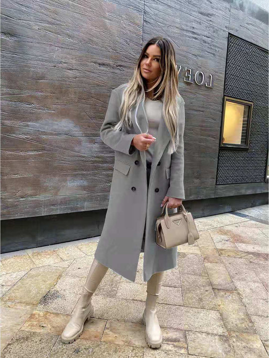 Damen Eleganter und zeitloser Wool Coat mit Doppelreiher EB