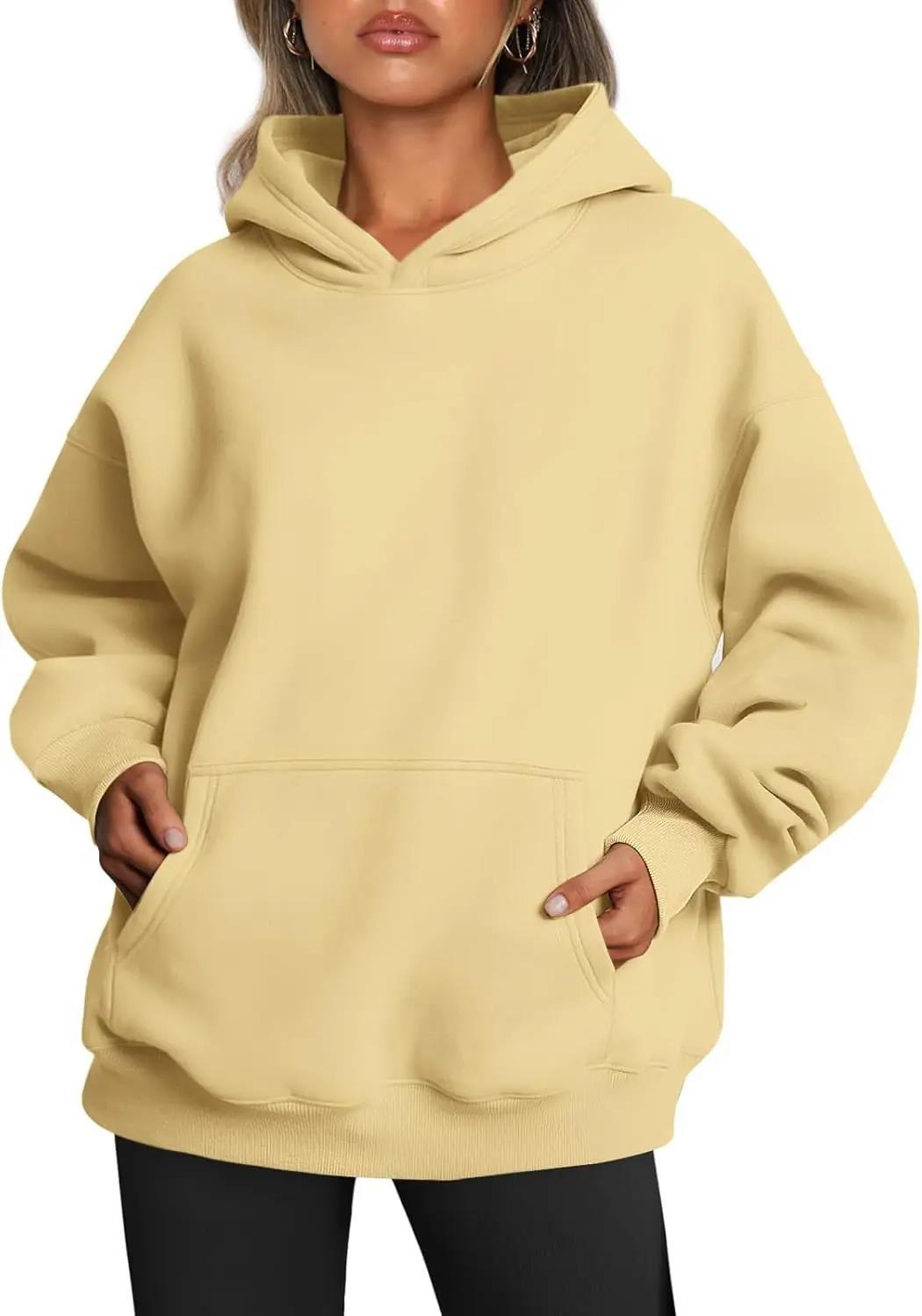 Damen nan oversized Kapuzenpullover mit verlängerter Silhouette und Kängurutasche EB