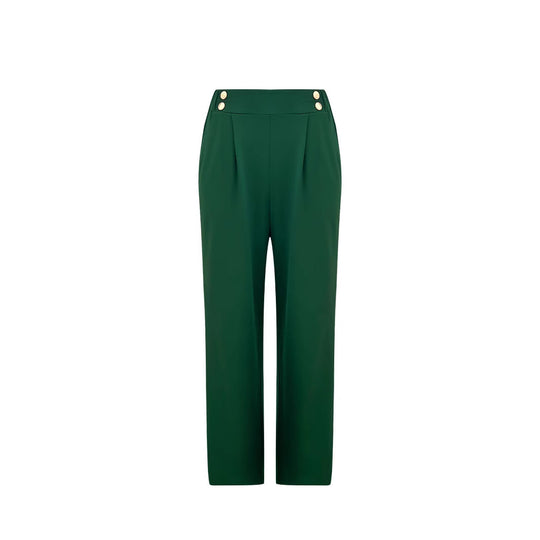 Damen Elegante weite Hose mit dekorativen Knopfdetails EB