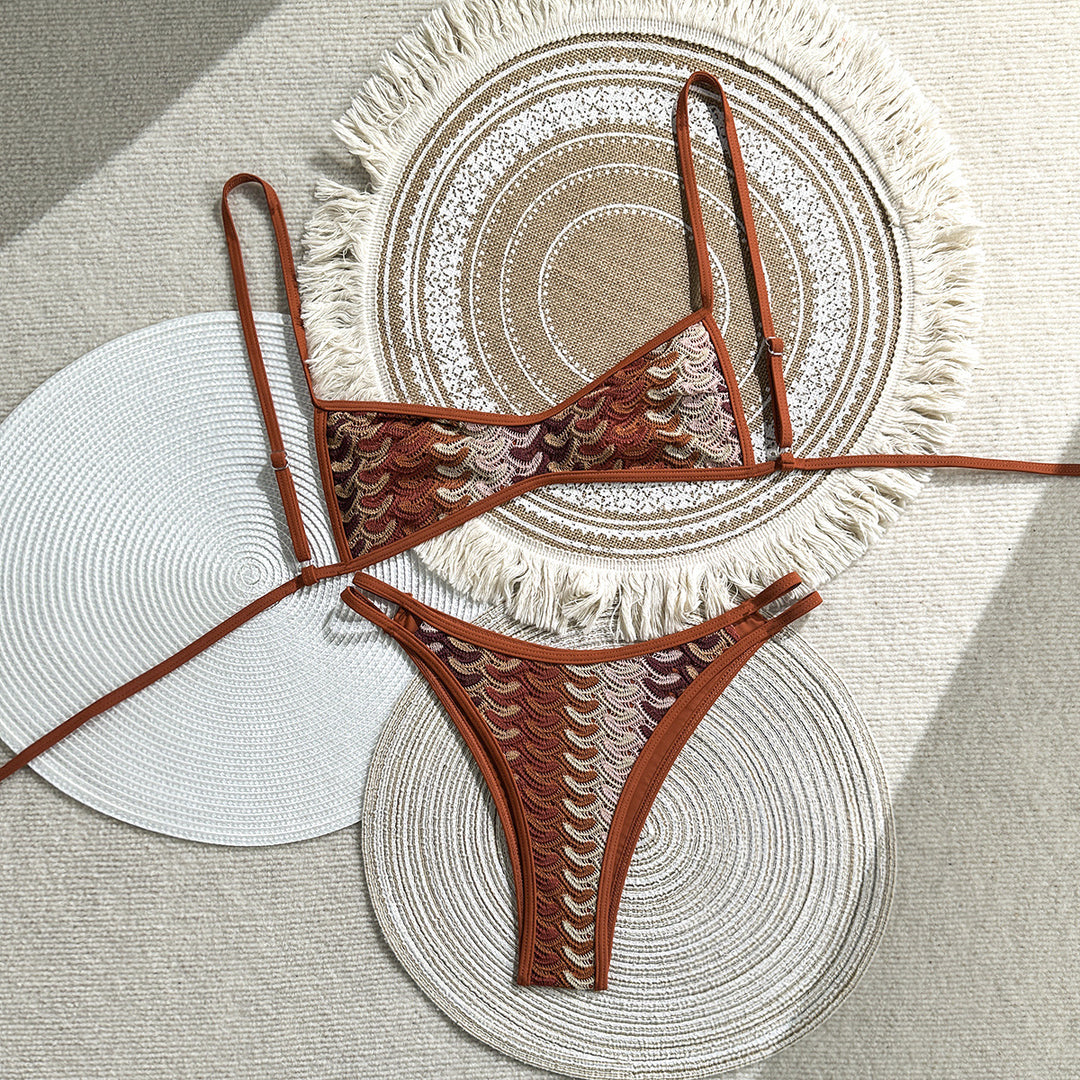 Damen Zweiteiliges Bikiniset mit geometrischem Zigzag-Muster EB