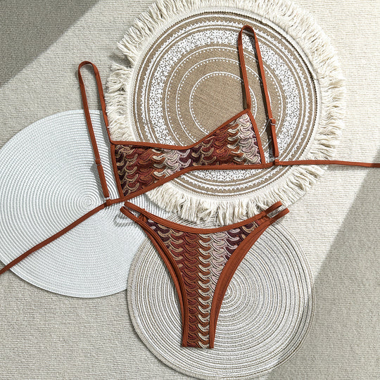 Damen Zweiteiliges Bikiniset mit geometrischem Zigzag-Muster EB