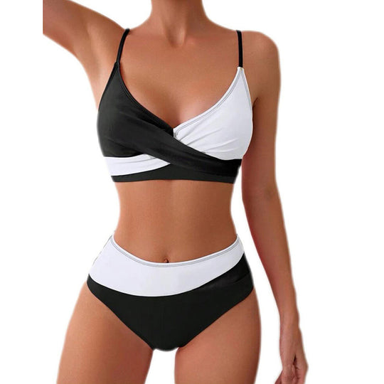 Damen Hochgeschnittener Bikini mit geschmackvollem Wickeldesign EB
