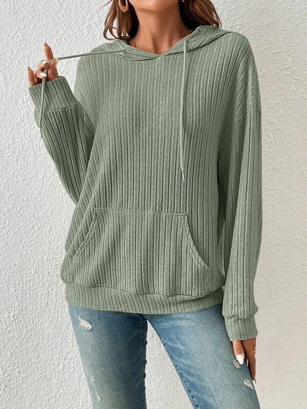 Damen Kapuzenpullover mit strukturiertem Design und praktischen Eingrifftaschen EB
