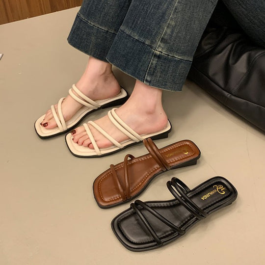 Damen elegante Riemensandalen mit geschwungenen Riemen EB