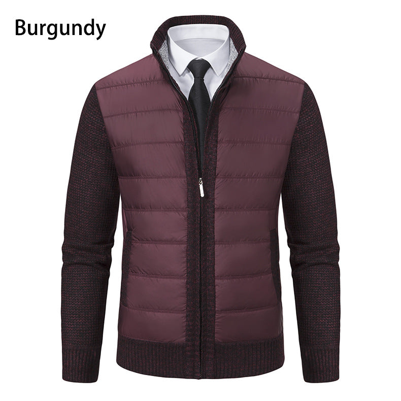 Herren nan gesteppte Hybrid-Strickjacke mit Stehkragen Reißverschluss und Eingrifftaschen EB