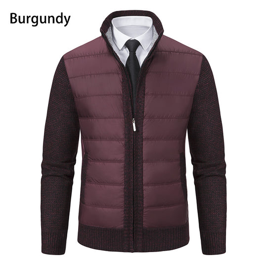 Herren nan gesteppte Hybrid-Strickjacke mit Stehkragen Reißverschluss und Eingrifftaschen EB