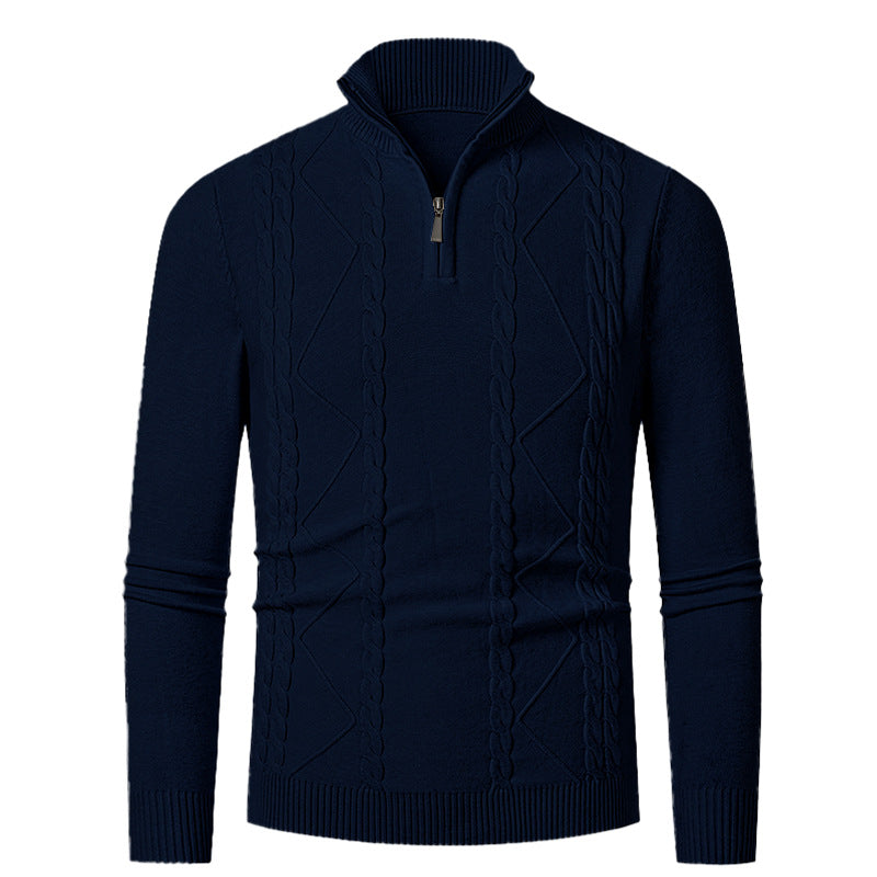 Herren Strickpullover mit Halb-Zip und strukturiertem Muster EB