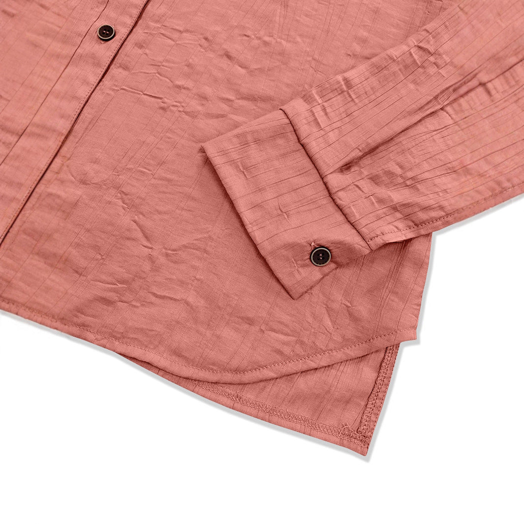 Damen lässige Bluse mit strukturiertem Stoff und Knopfdetail EB