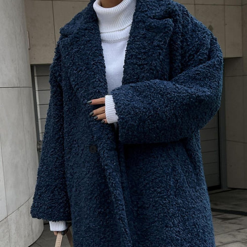 Damen Kuschelige Teddyfelljacke im eleganten Oversize-Design EB