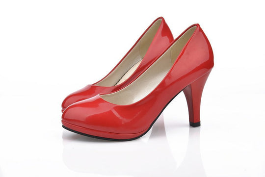 Damen elegante Hochglanz-Pumps mit bequemem Innenfutter und stabilem Blockabsatz EB