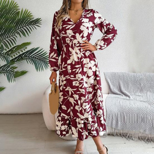 Damen Maxi-Kleid mit blumigem Muster EB
