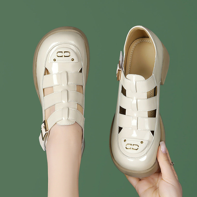 Damen Plattform-Mary Jane Schuhe mit modischem Riemendesign und komfortablem Blockabsatz EB