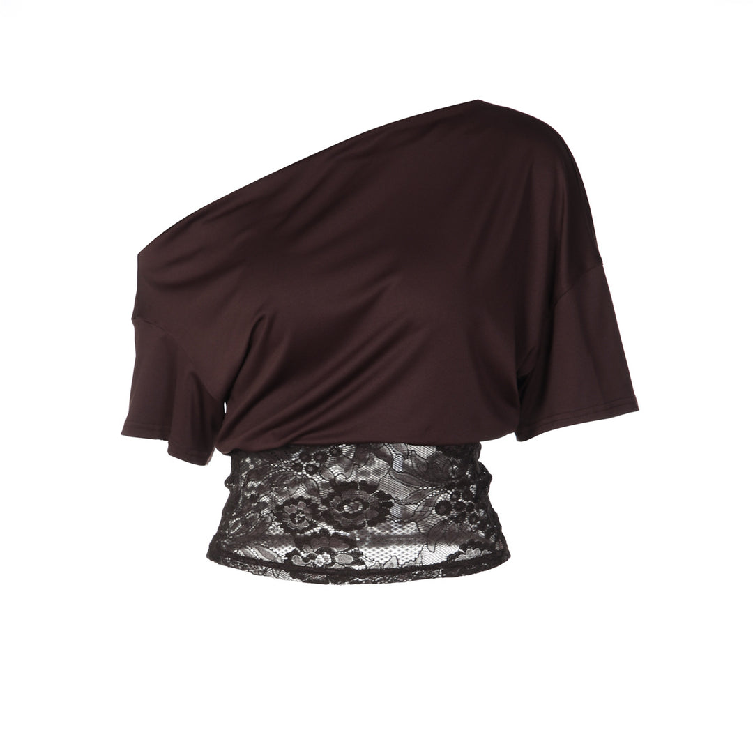 Damen Off-Shoulder Bluse mit Spitzenbund EB