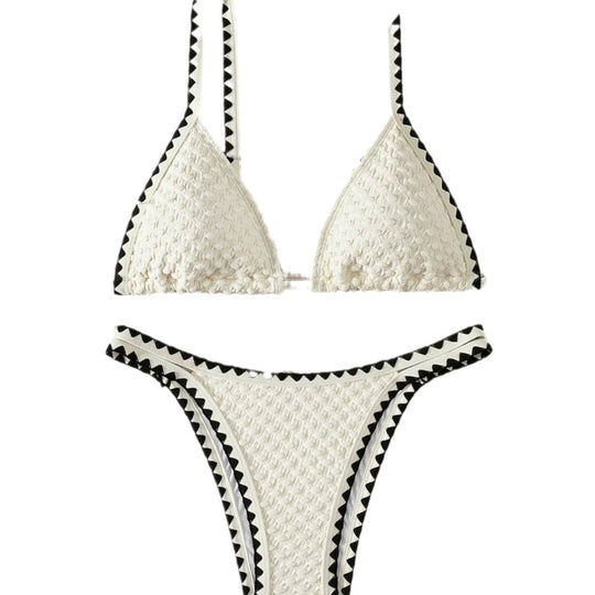 Damen Triangel-Bikini mit raffiniertem Häkelmuster EB