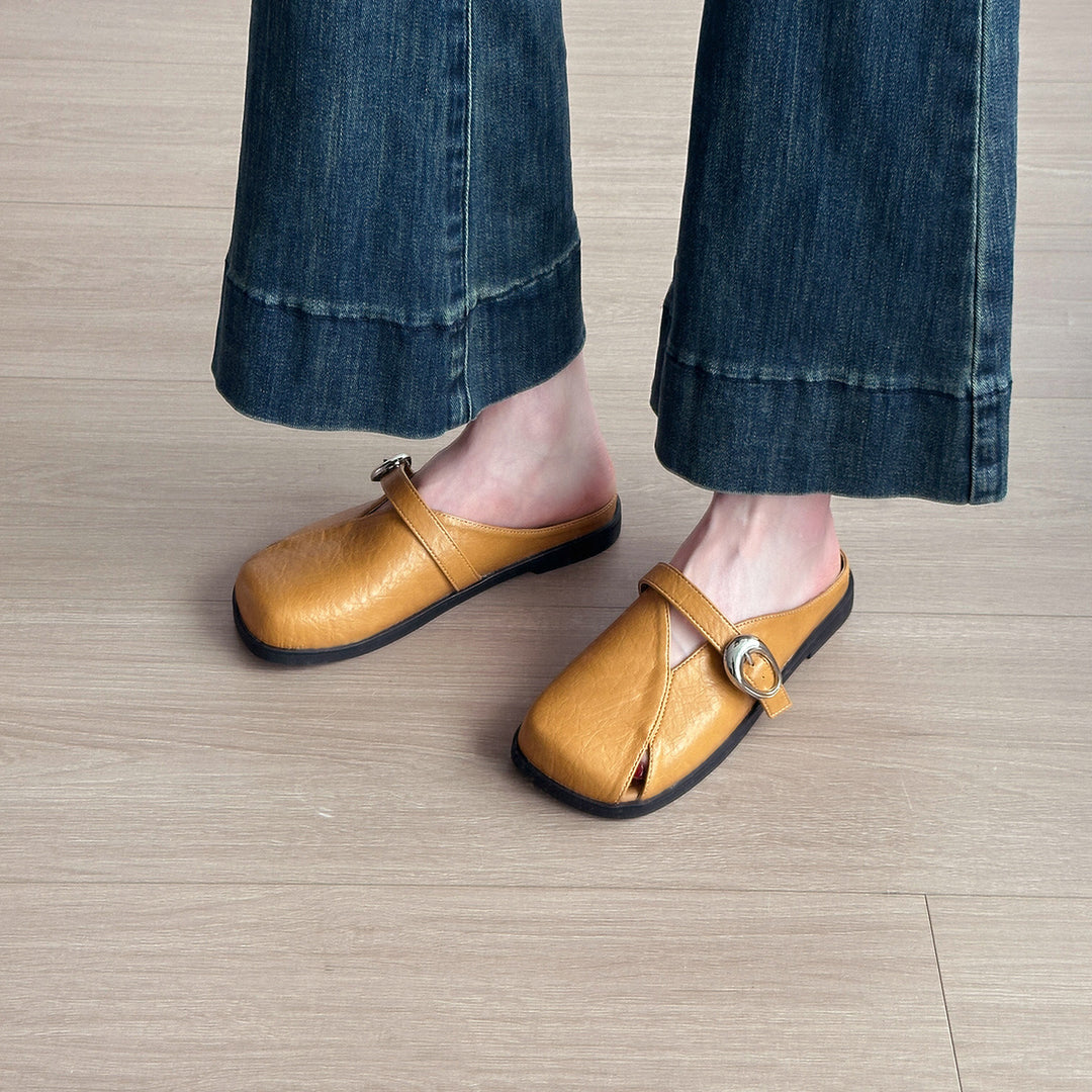 Damen Modische Mules mit verstellbarem Riemen und elastischer Sohle EB
