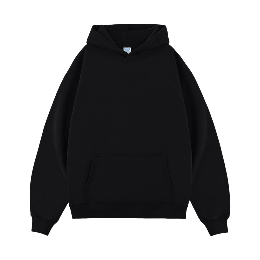 Unisex minimalistischer Oversize-Kapuzenpullover mit gedoppelter Kapuze, tiefer Schulter und breitem Rippbund EB
