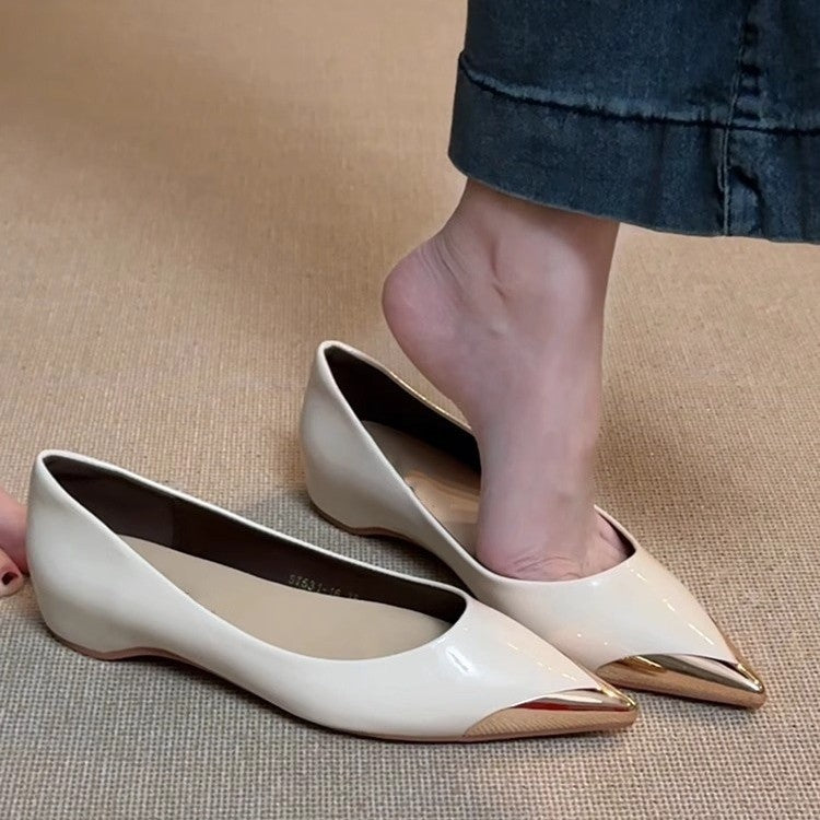 Damen spitze Ballerinas mit glänzendem Obermaterial und feinem Akzent EB