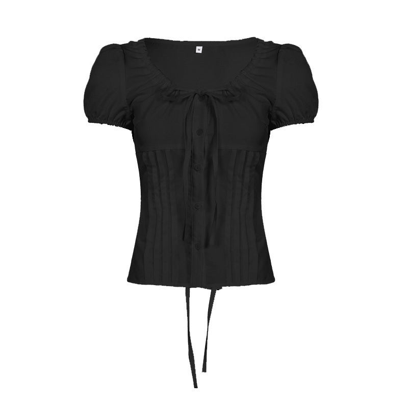 Damen Elegantes Blusenoberteil mit Rüschendetails und taillierter Silhouette EB