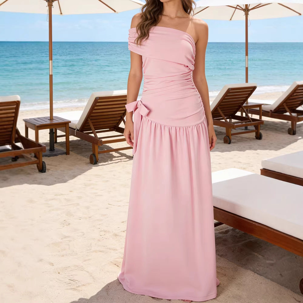 Damen Wickelkleid mit verstellbarem Taillengürtel und asymmetrischem Ausschnitt EB
