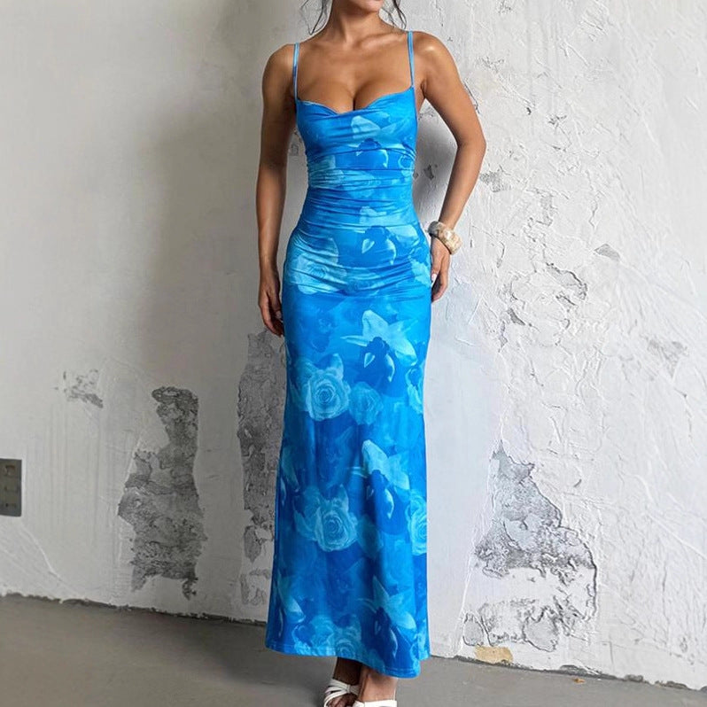 Damen Maxi-Kleid mit asymmetrischem Schnitt und fließendem Stoff EB