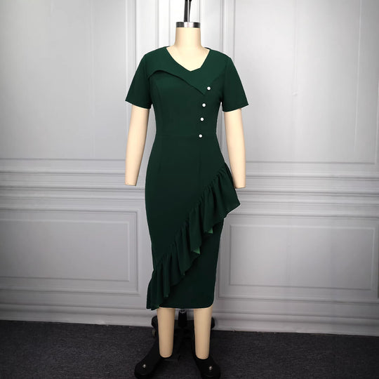 Damen Elegantes Wickelkleid mit Rüschendetails EB