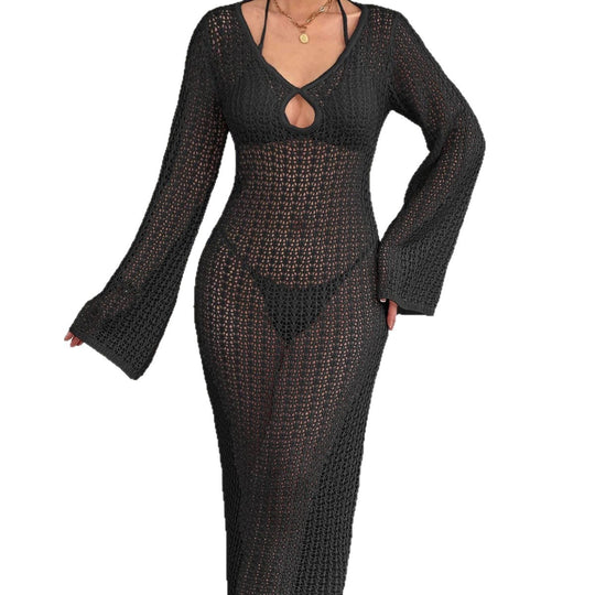 Damen Häkel-Strandkleid mit elegantem Schlitz EB