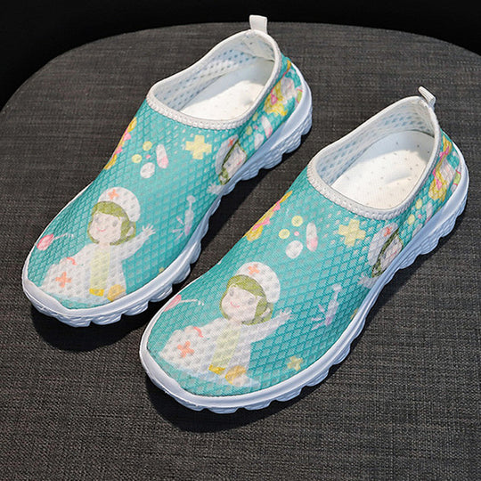 Damen Slip-On Freizeitschuhe mit farbenfrohem Design und atmungsaktiver Oberseite EB
