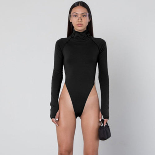 Damen Langarm-Bodysuit mit hohem Kragen und figurschmeichelndem Schnitt EB