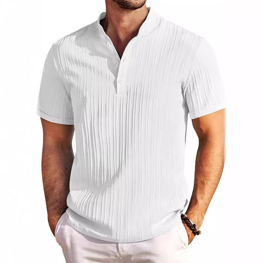 Herren Kurzarm Henley-T-Shirt mit strukturiertem Design EB
