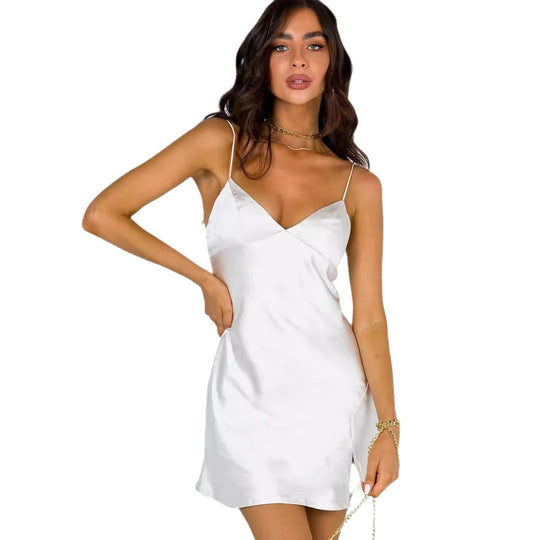 Damen schicke Satin-Kleid EB