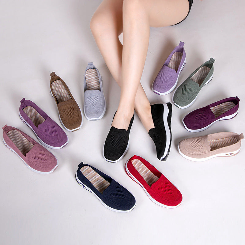 Damen Hochwertige Slip-On Freizeitschuhe mit atmungsaktiver Strickoberfläche EB