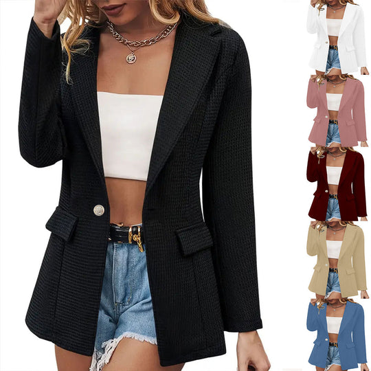 Damen Elegante Strukturierte Blazerjacke EB